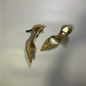 y2k tan buckle pointed heels